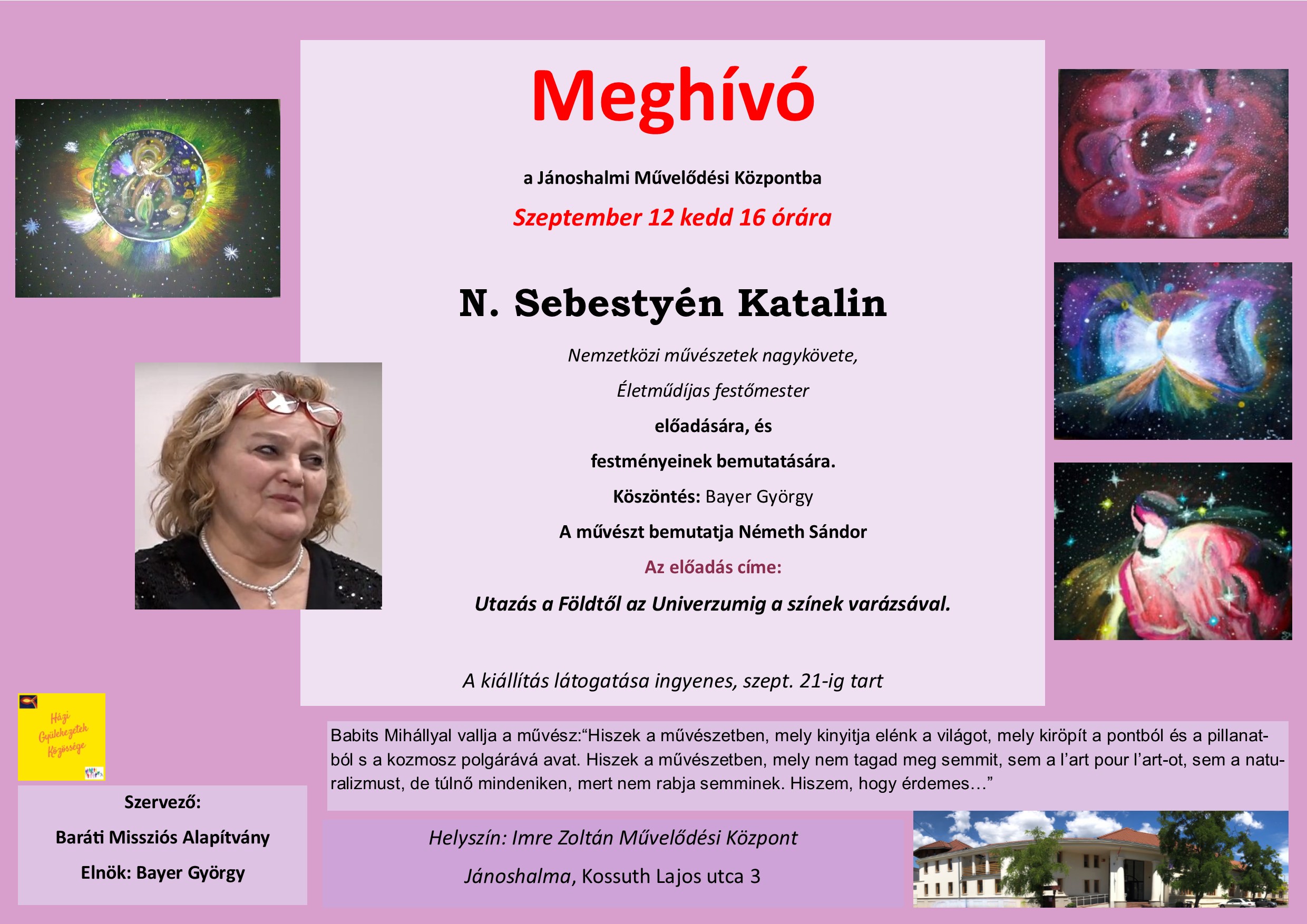 N. Sebestyén Katalin előadására meghívó